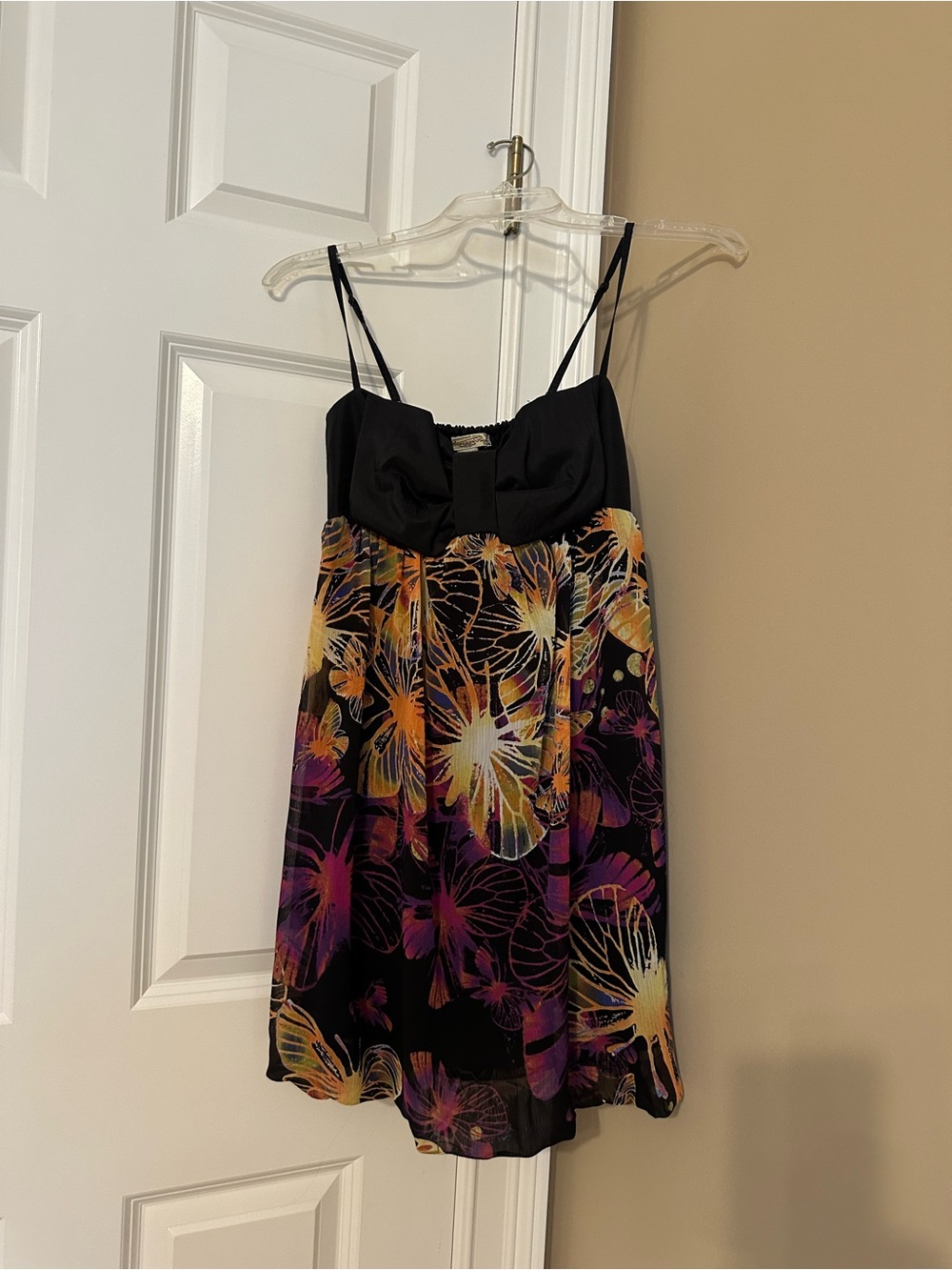 American Rag Black Sleeveless Bow Floral Dress